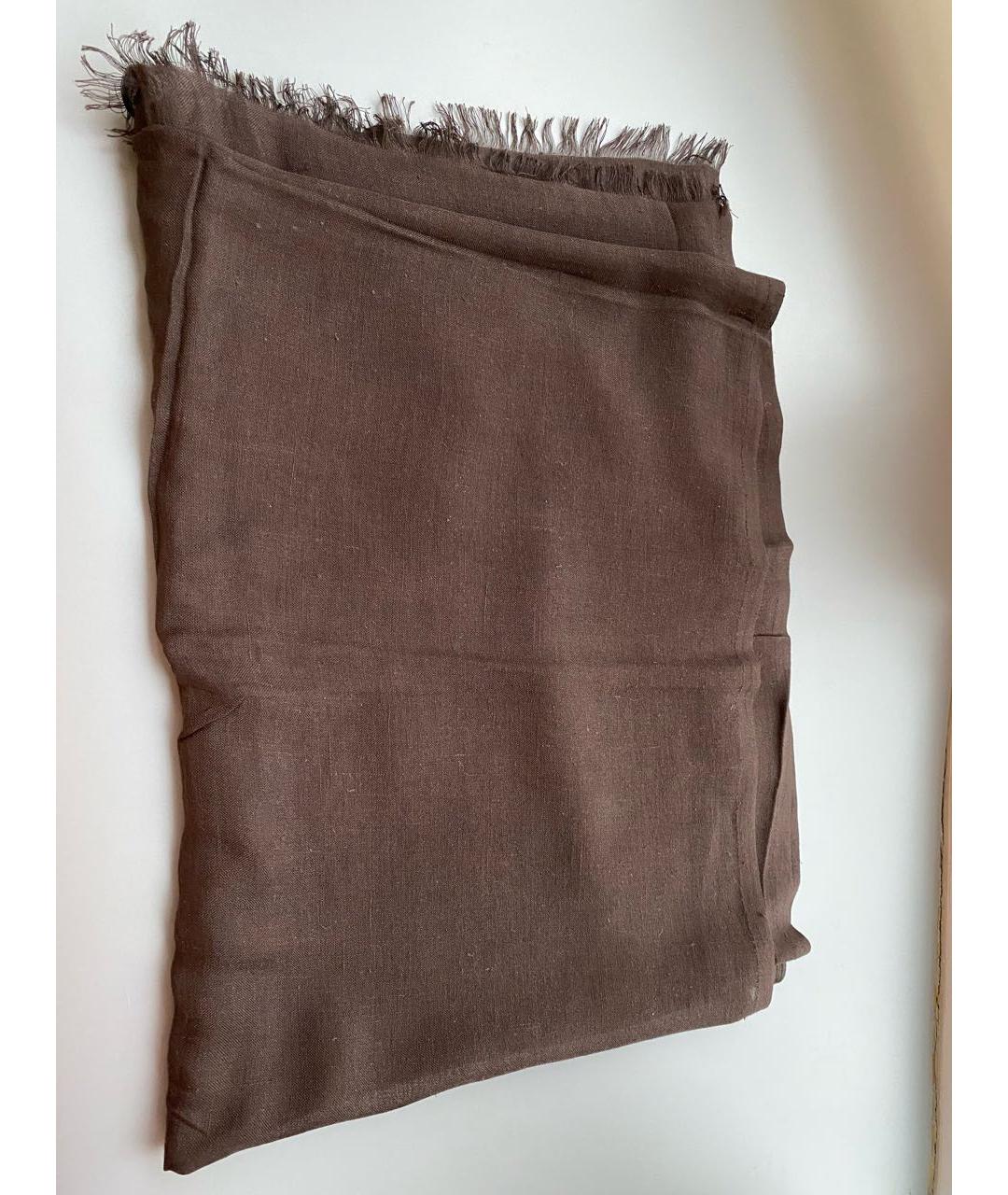 ETRO Коричневый шелковый шарф, фото 9