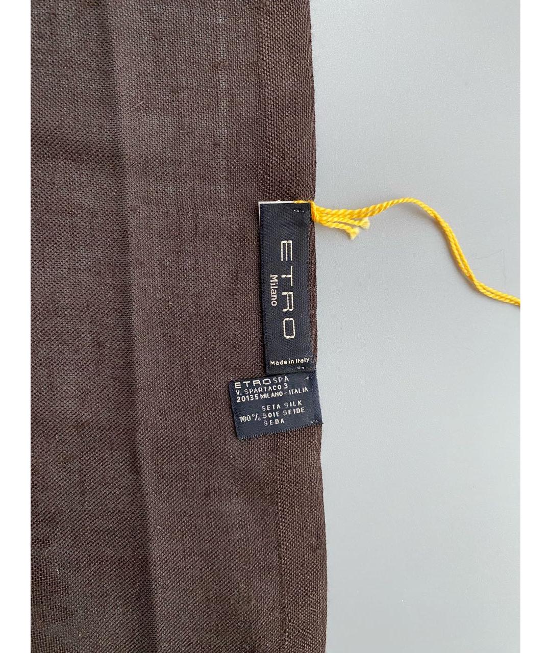 ETRO Коричневый шелковый шарф, фото 2