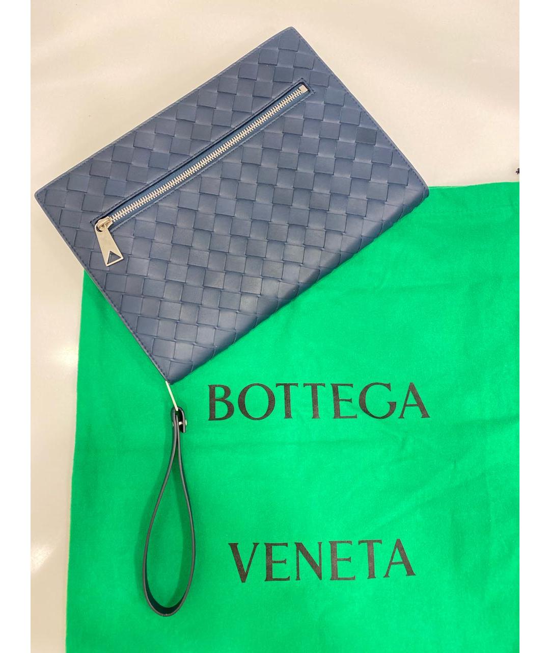 BOTTEGA VENETA Темно-синяя кожаная папка для документов, фото 6