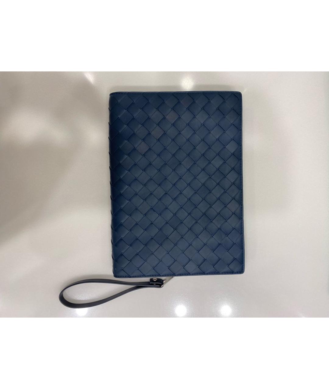 BOTTEGA VENETA Темно-синяя кожаная папка для документов, фото 2
