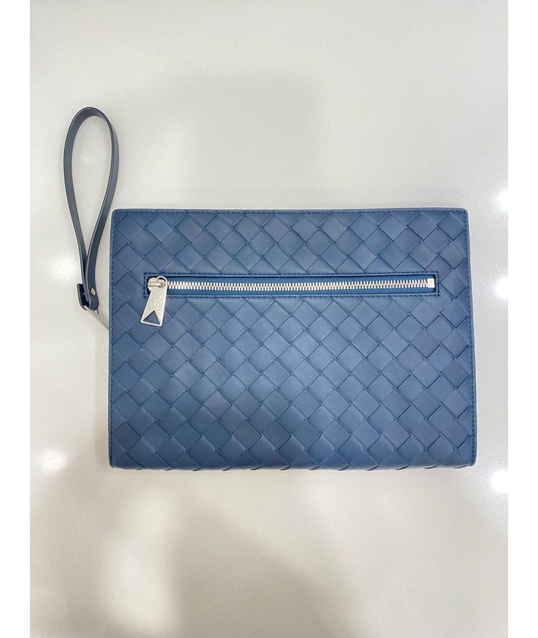 BOTTEGA VENETA Темно-синяя кожаная папка для документов, фото 7