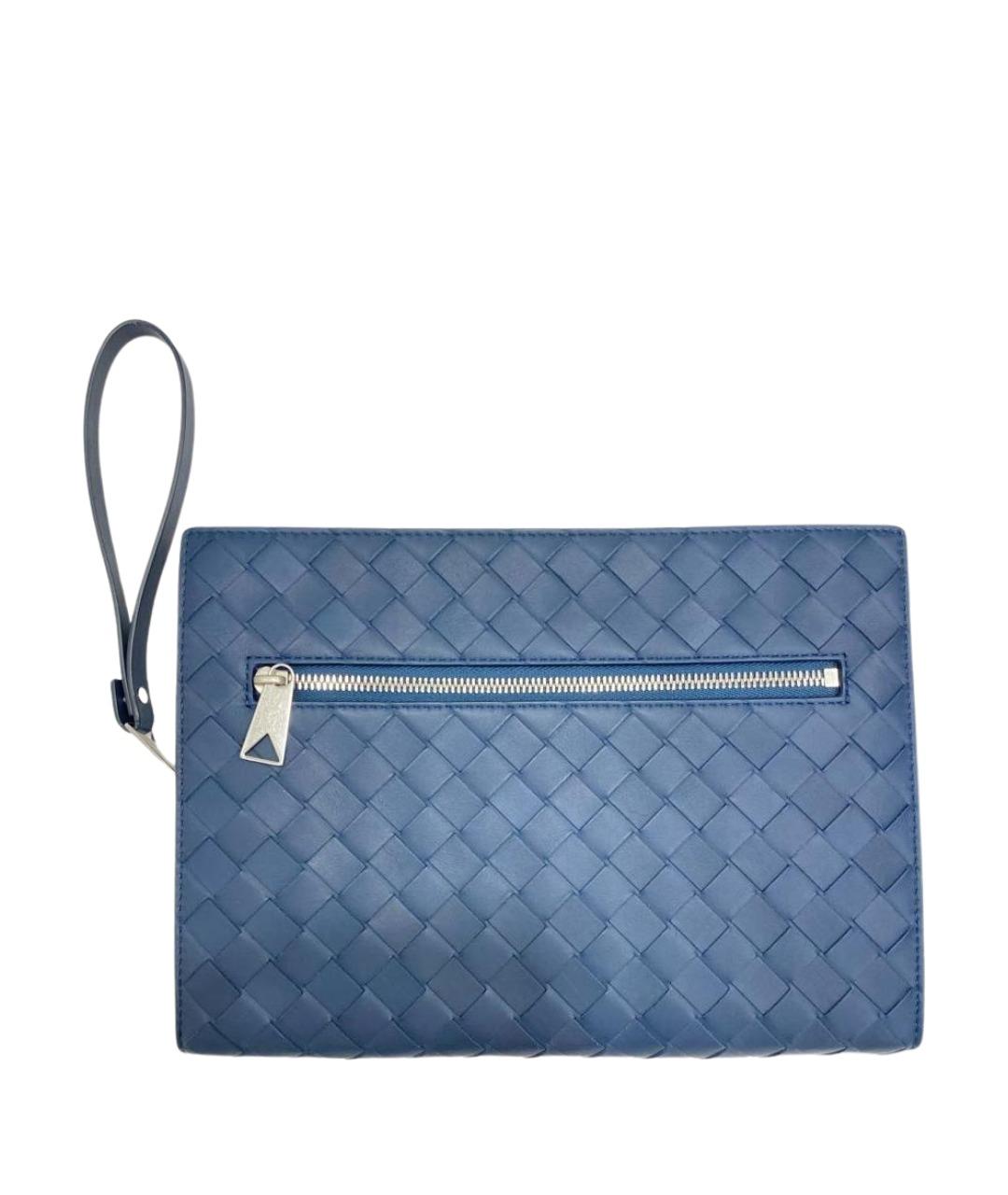 BOTTEGA VENETA Темно-синяя кожаная папка для документов, фото 1