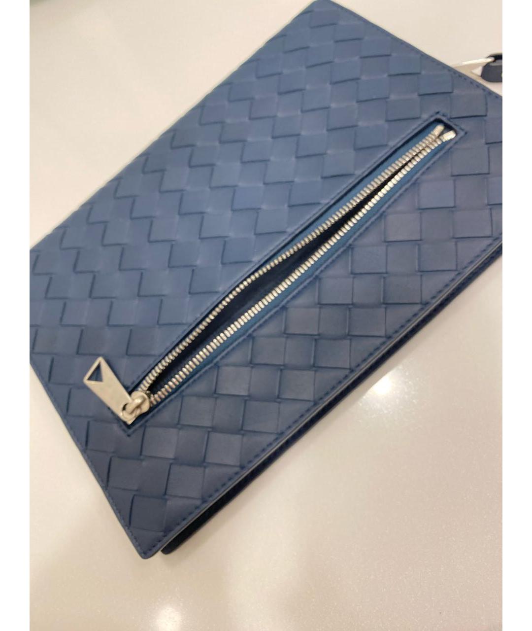 BOTTEGA VENETA Темно-синяя кожаная папка для документов, фото 3