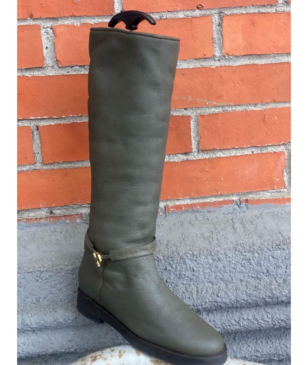 LORO PIANA Хаки нубуковые сапоги, фото 2