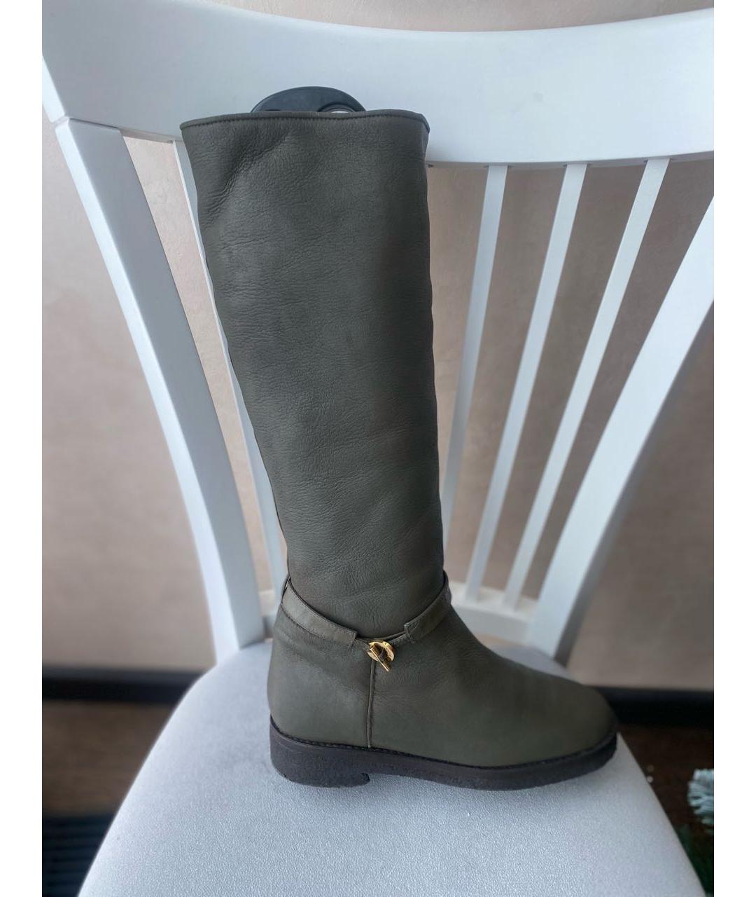 LORO PIANA Хаки нубуковые сапоги, фото 8