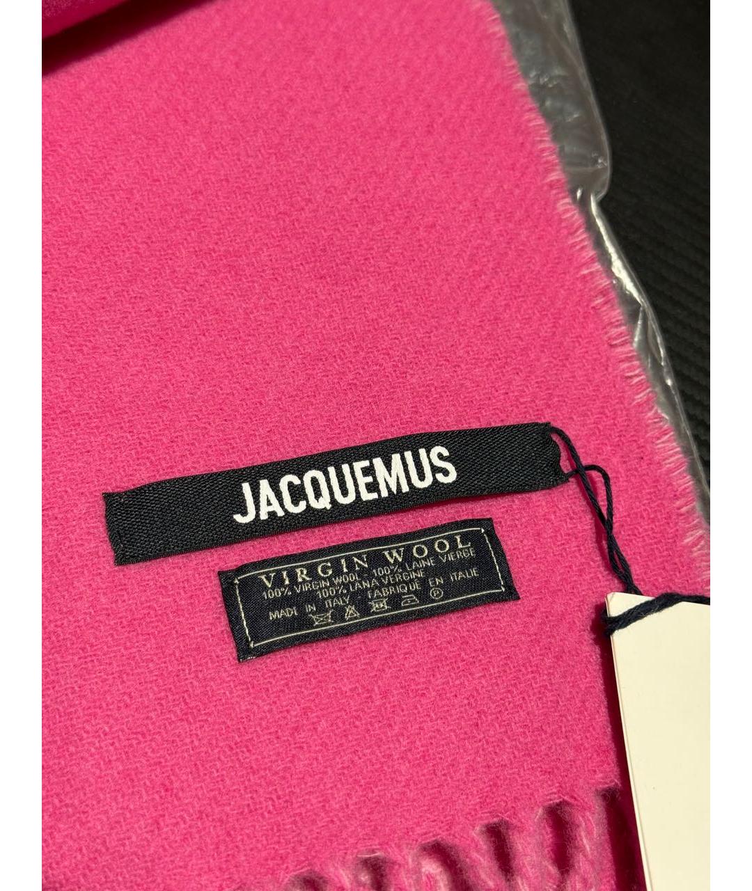 JACQUEMUS Розовый шерстяной шарф, фото 4