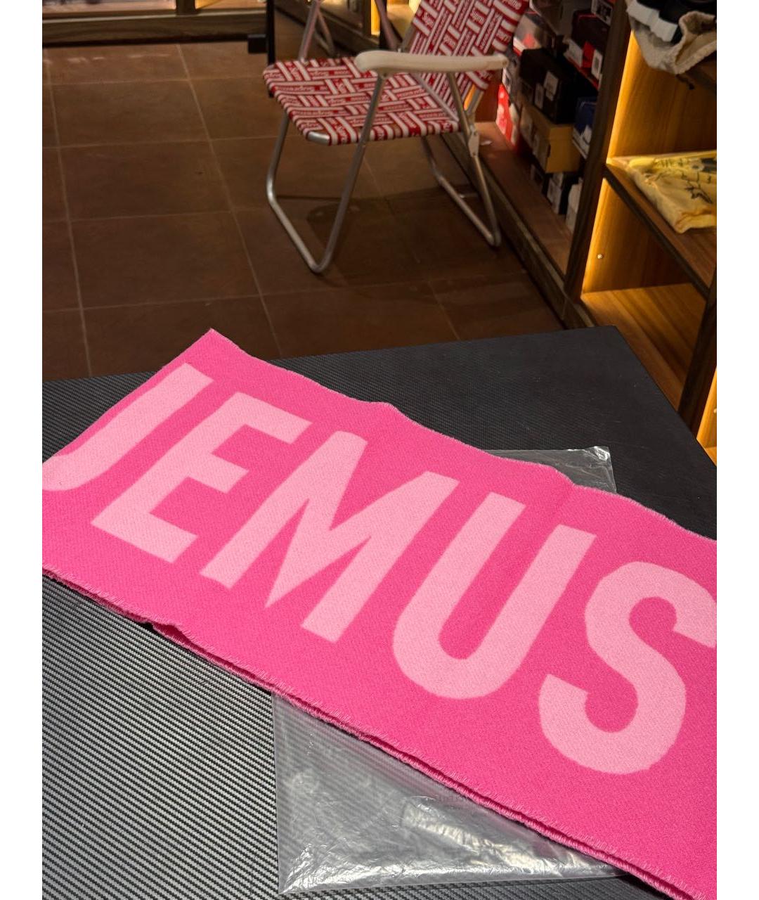 JACQUEMUS Розовый шерстяной шарф, фото 3