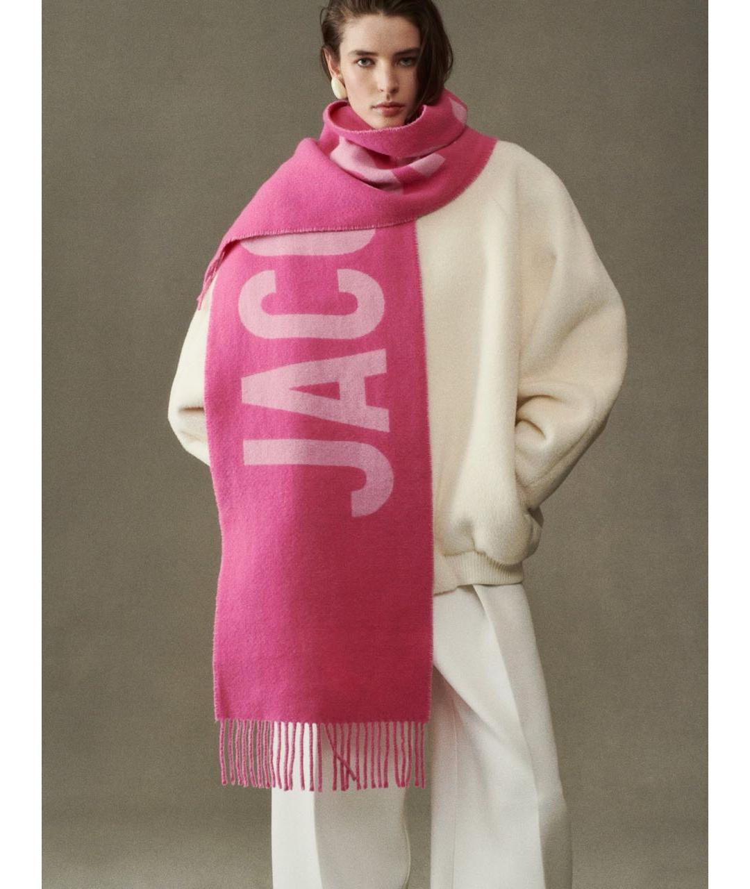 JACQUEMUS Розовый шерстяной шарф, фото 7