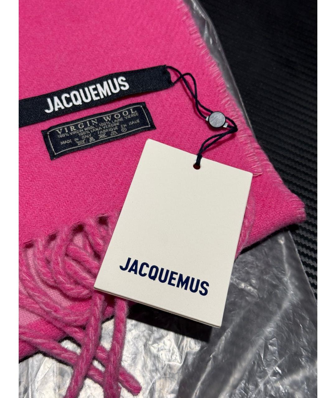 JACQUEMUS Розовый шерстяной шарф, фото 5