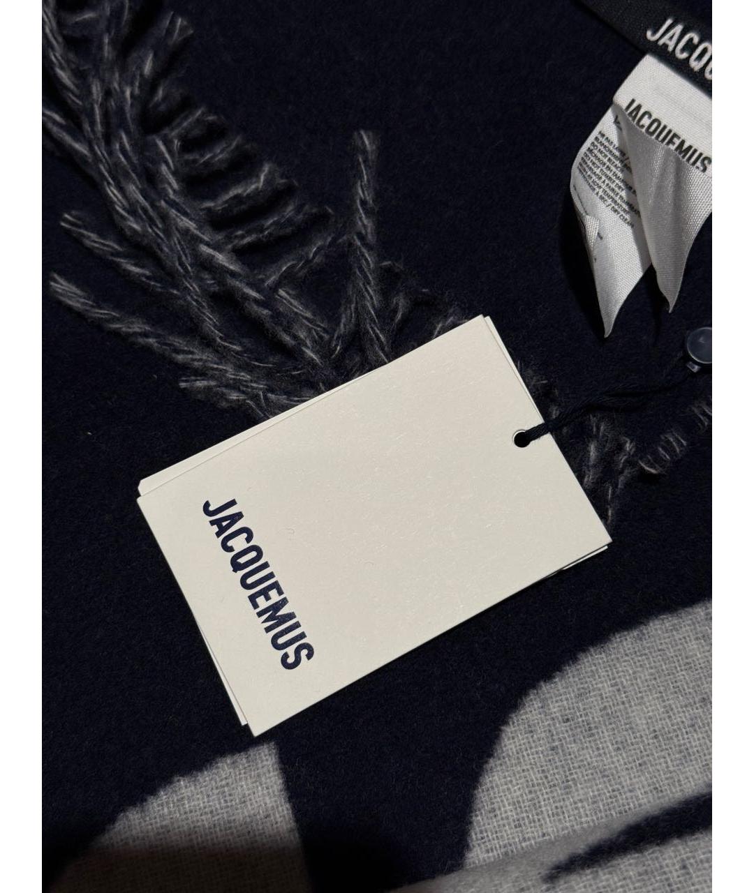 JACQUEMUS Темно-синий шерстяной шарф, фото 5