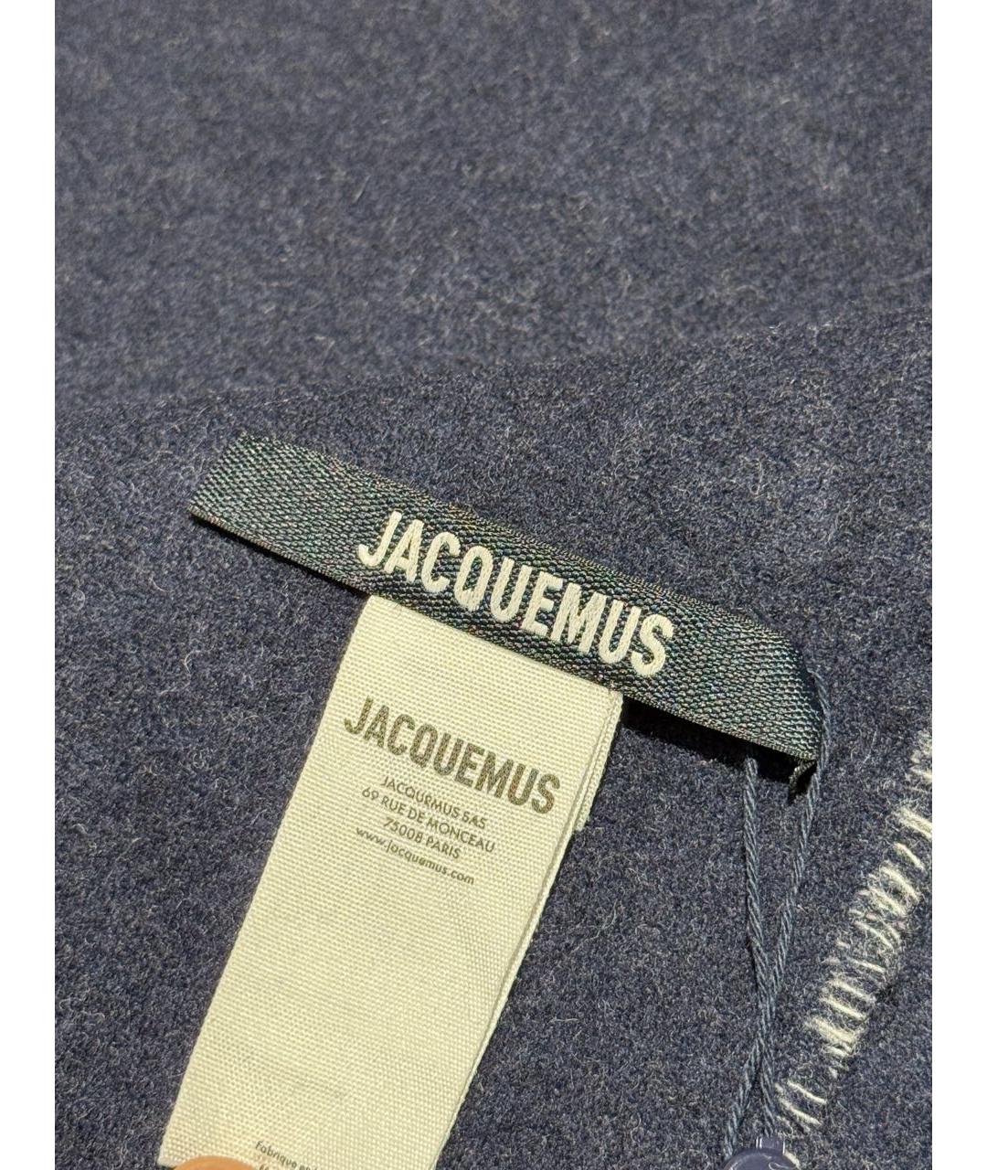 JACQUEMUS Темно-синий шерстяной шарф, фото 4