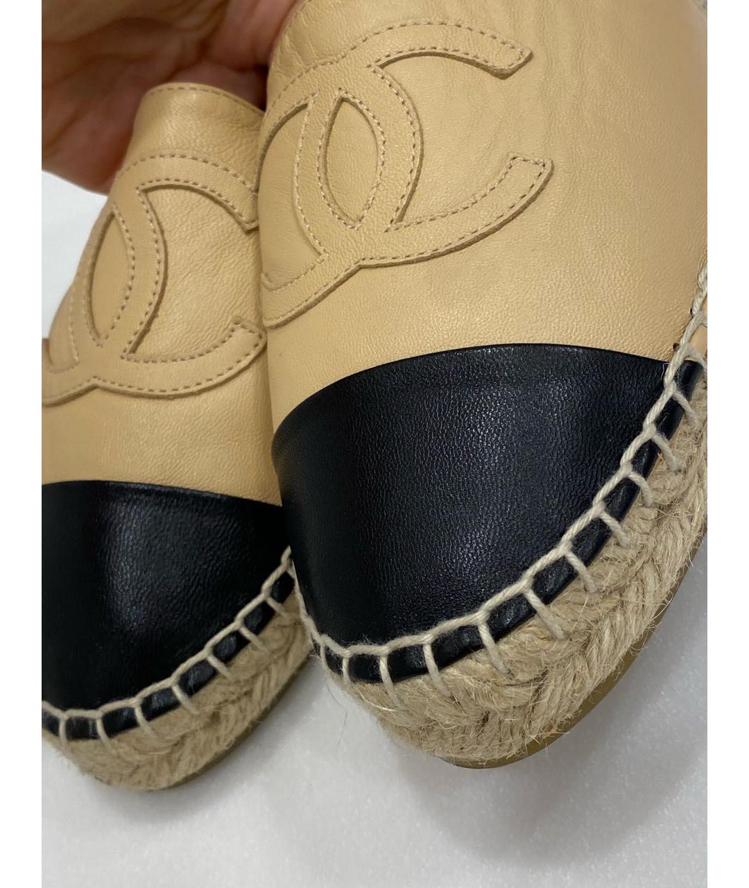 CHANEL Бежевые кожаные эспадрильи, фото 3