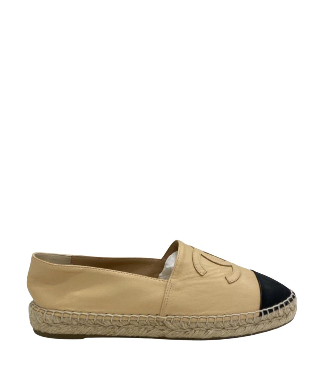 CHANEL Бежевые кожаные эспадрильи, фото 1