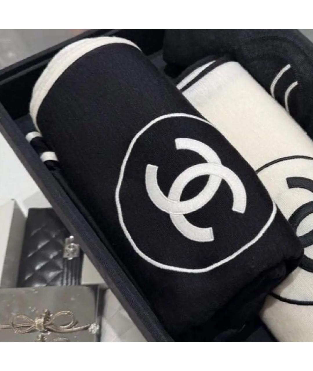 CHANEL Черный кашемировый шарф, фото 2