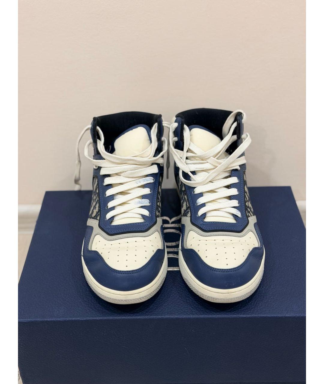 CHRISTIAN DIOR Синие кожаные высокие кроссовки / кеды, фото 3