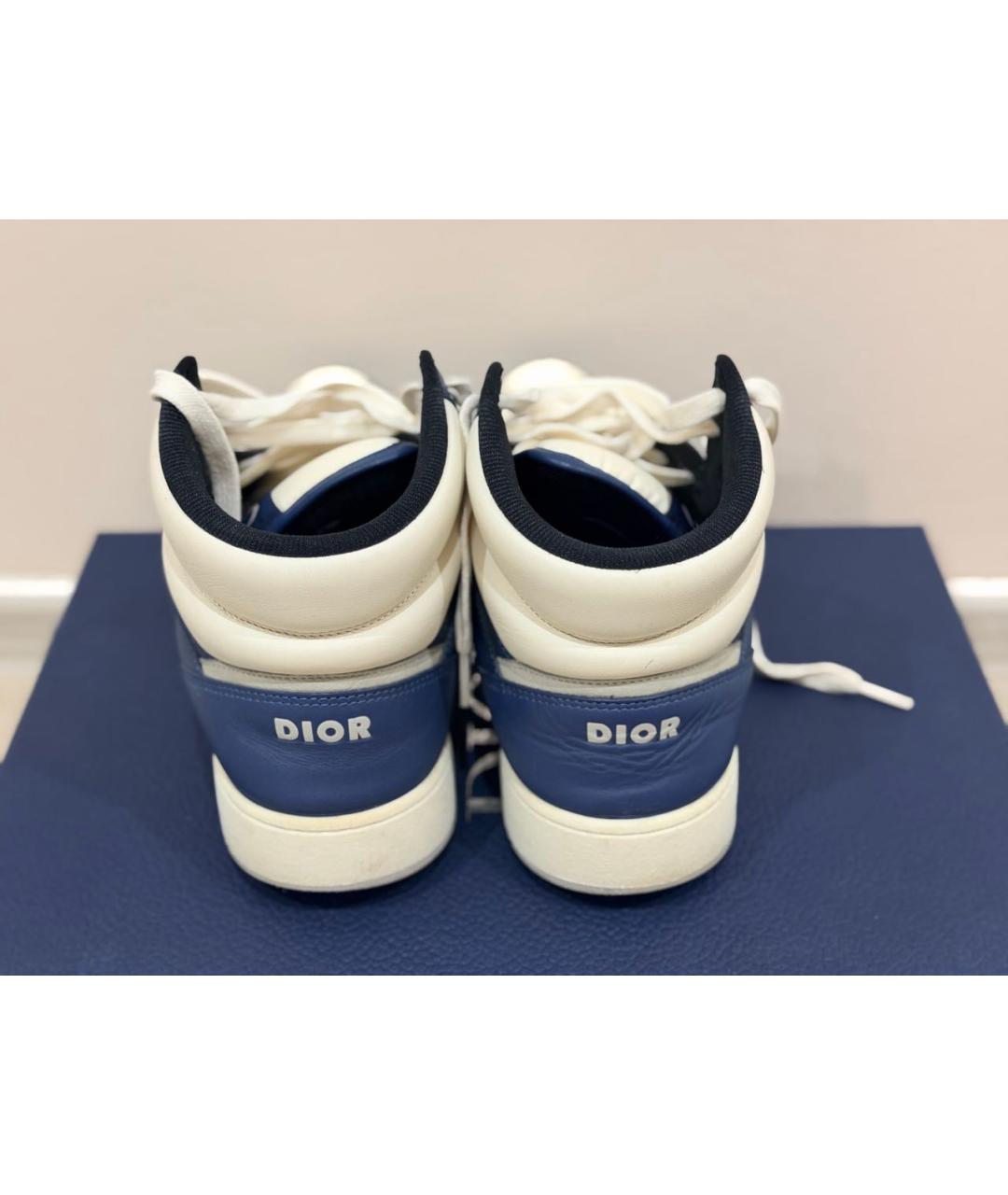 CHRISTIAN DIOR Синие кожаные высокие кроссовки / кеды, фото 4
