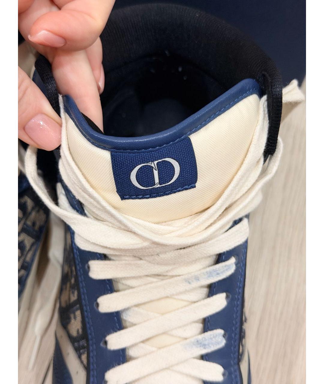 CHRISTIAN DIOR Синие кожаные высокие кроссовки / кеды, фото 8