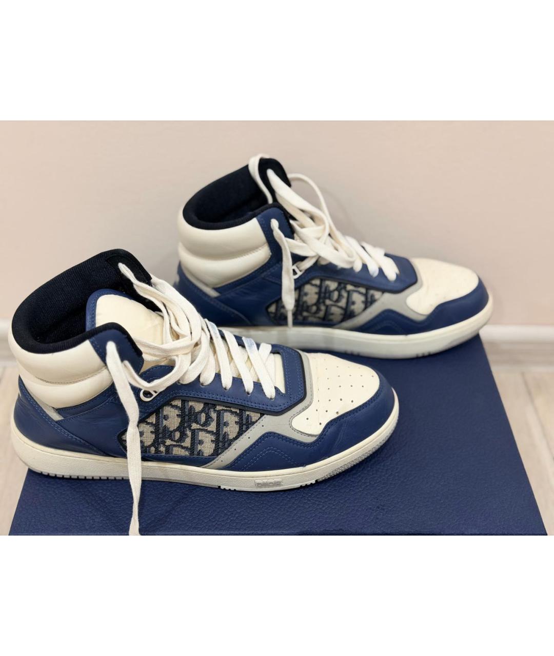 CHRISTIAN DIOR Синие кожаные высокие кроссовки / кеды, фото 2