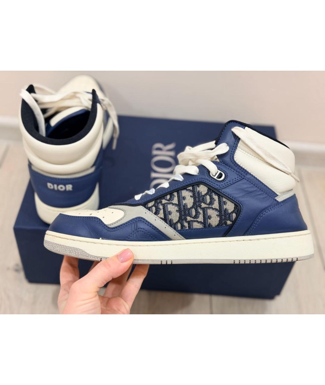 CHRISTIAN DIOR Синие кожаные высокие кроссовки / кеды, фото 9