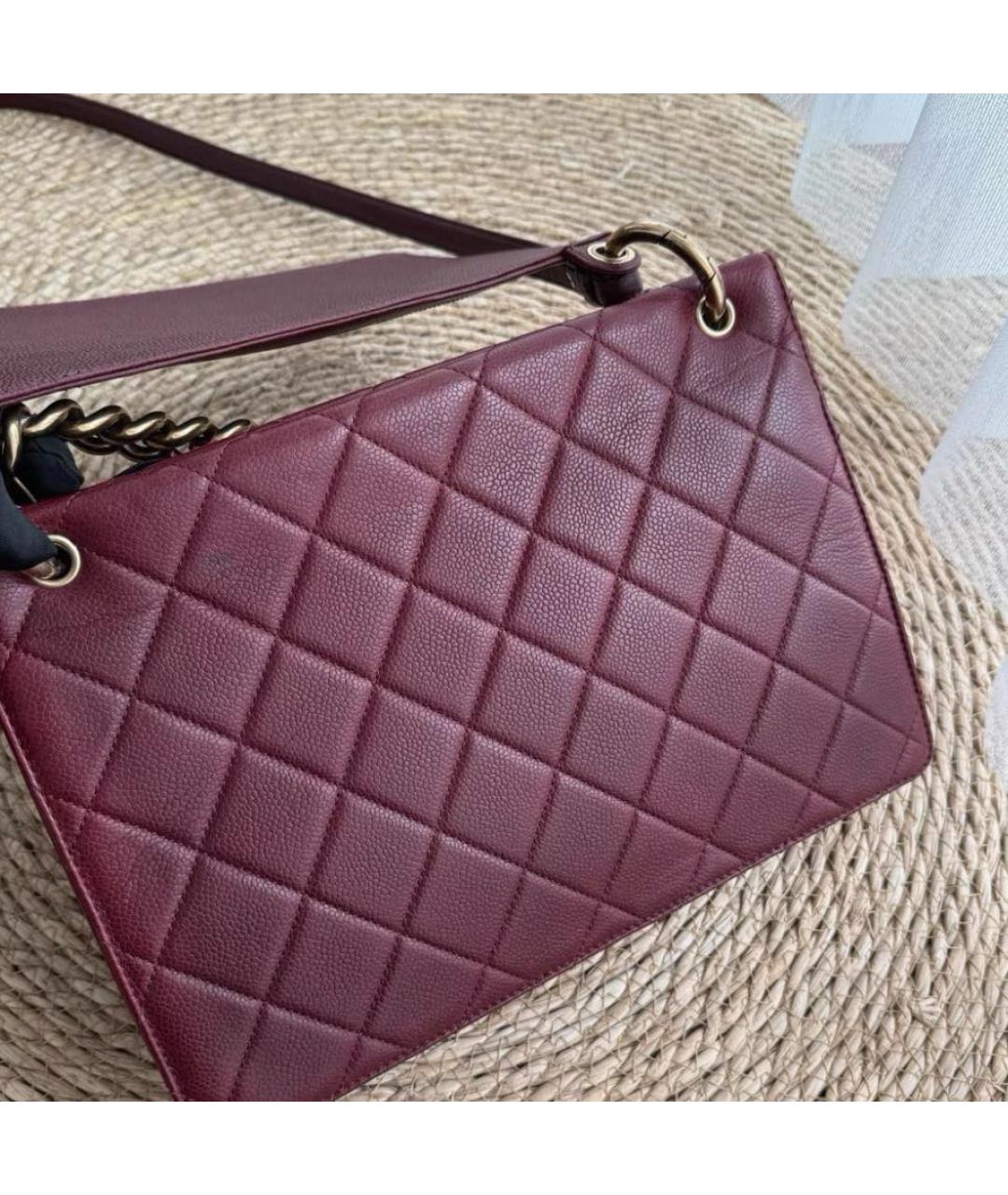 CHANEL Бордовая кожаная сумка через плечо, фото 4