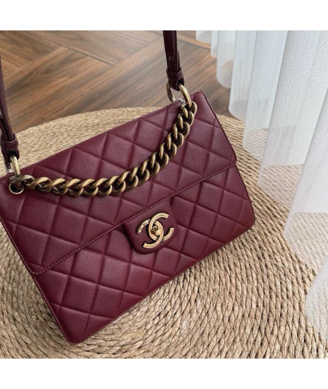 CHANEL Бордовая кожаная сумка через плечо, фото 2