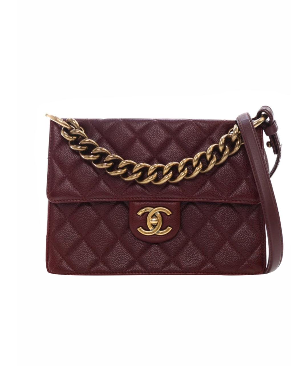 CHANEL Бордовая кожаная сумка через плечо, фото 1