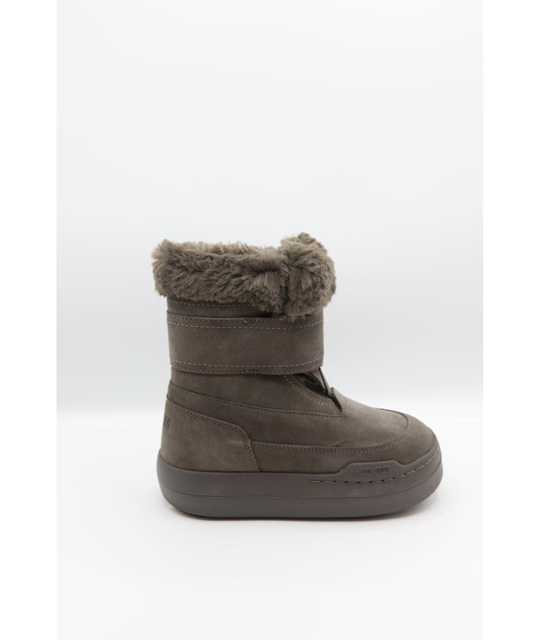 MOON BOOT Серые замшевые ботинки, фото 5