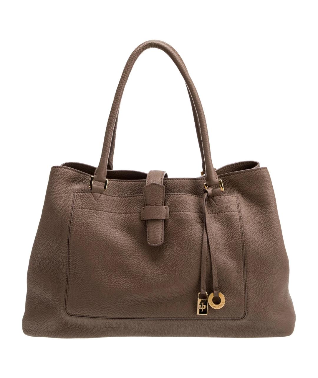 LORO PIANA Бежевая кожаная сумка с короткими ручками, фото 1