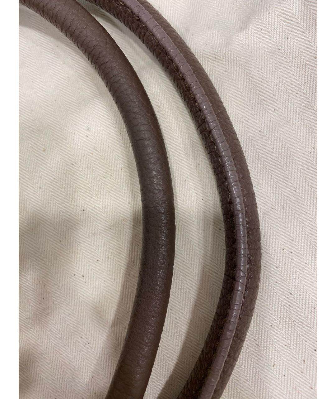 LORO PIANA Бежевая кожаная сумка с короткими ручками, фото 6