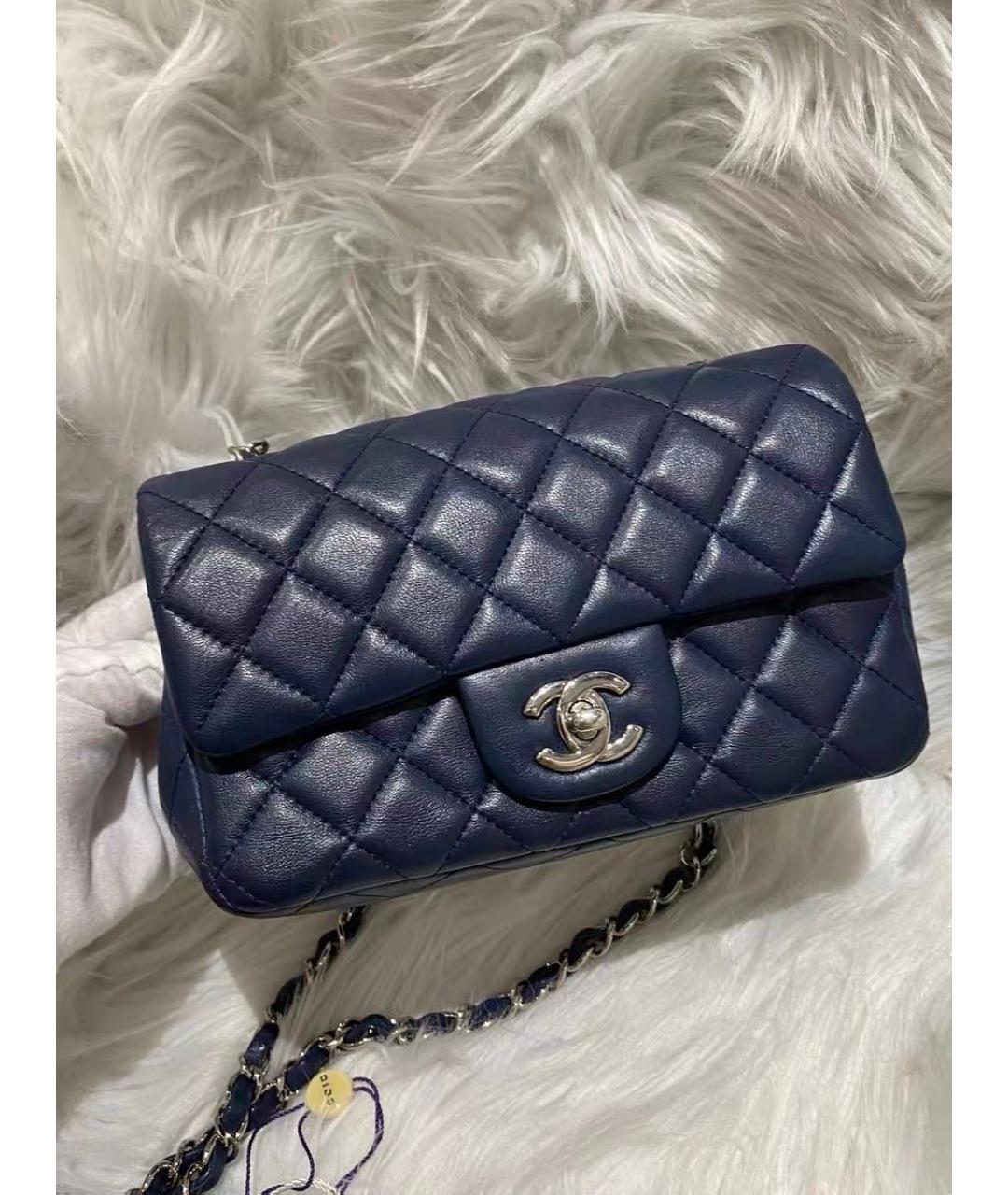 CHANEL Темно-синяя кожаная сумка через плечо, фото 7