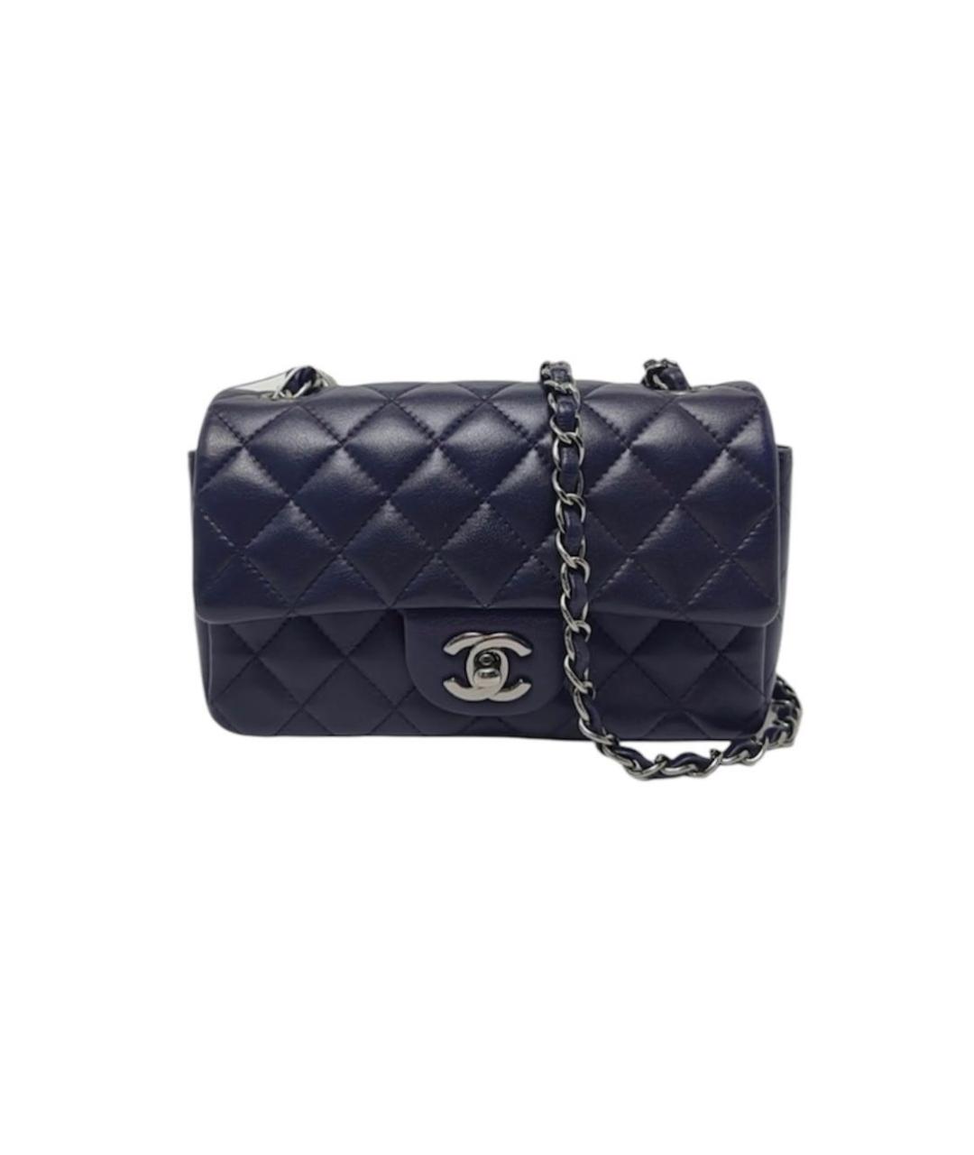 CHANEL Темно-синяя кожаная сумка через плечо, фото 9