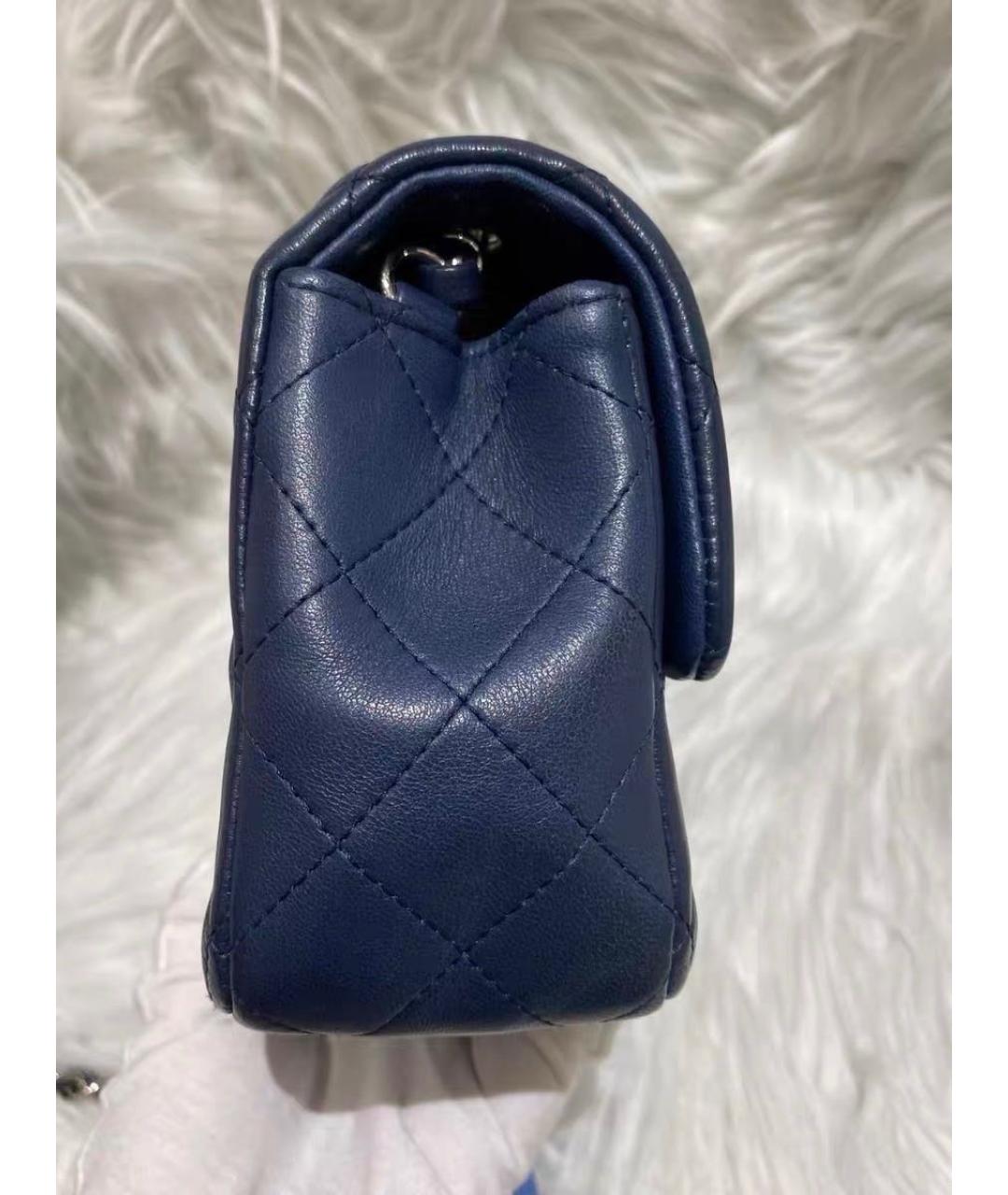 CHANEL Темно-синяя кожаная сумка через плечо, фото 6