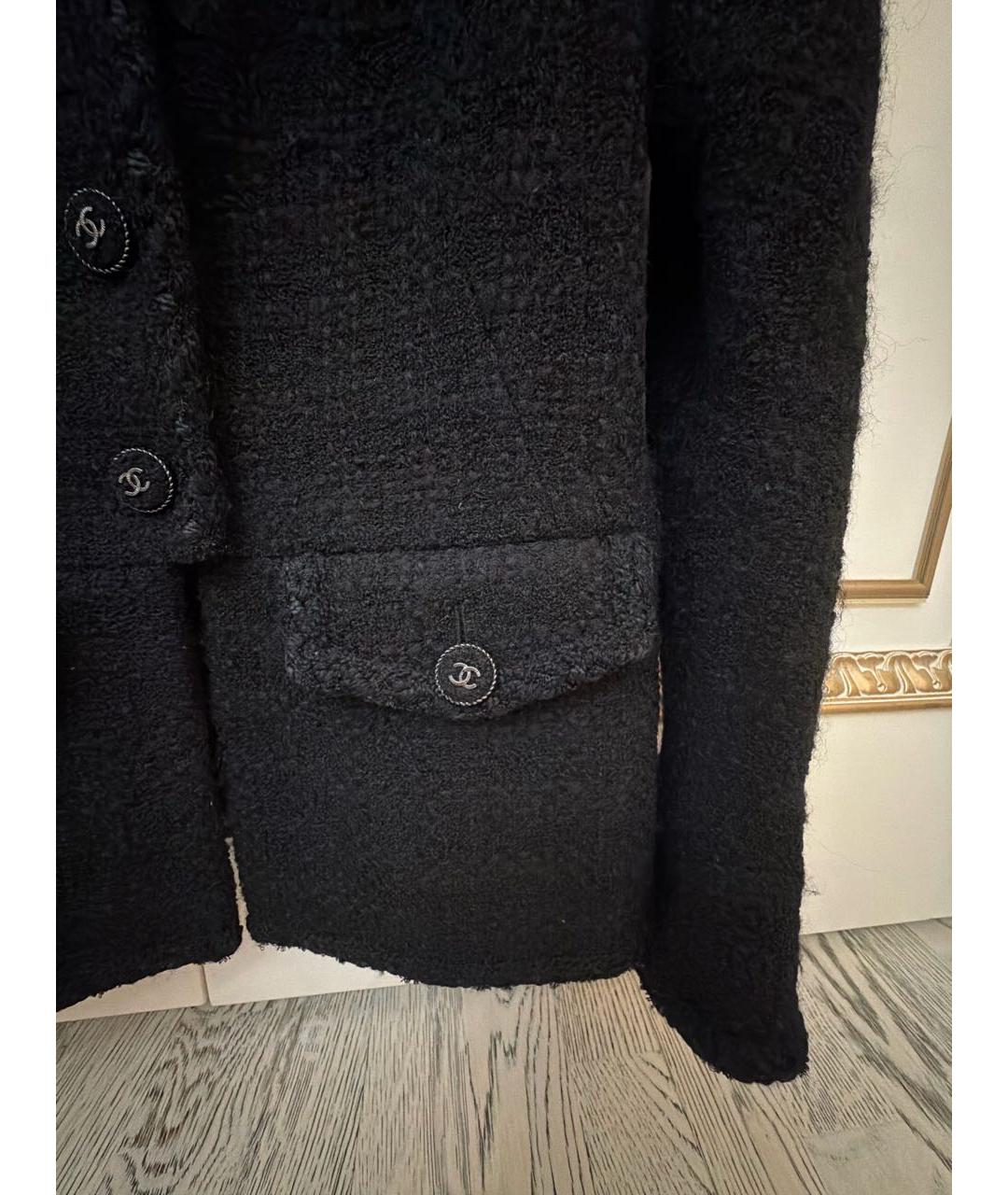 CHANEL Черный твидовый жакет/пиджак, фото 5