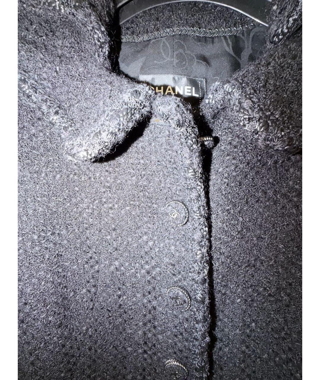 CHANEL Черный твидовый жакет/пиджак, фото 4