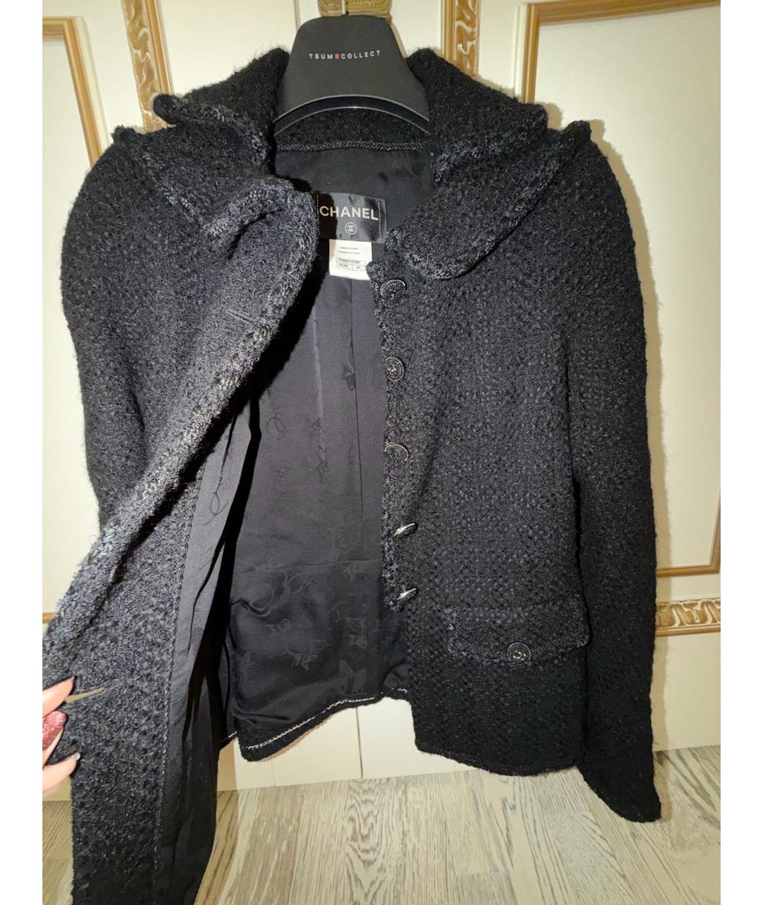 CHANEL Черный твидовый жакет/пиджак, фото 6