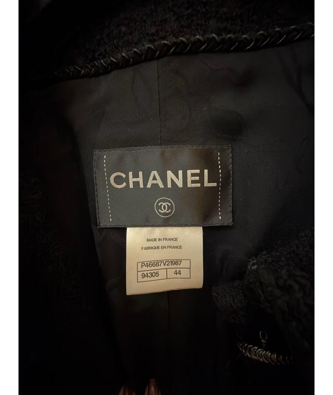 CHANEL Черный твидовый жакет/пиджак, фото 3