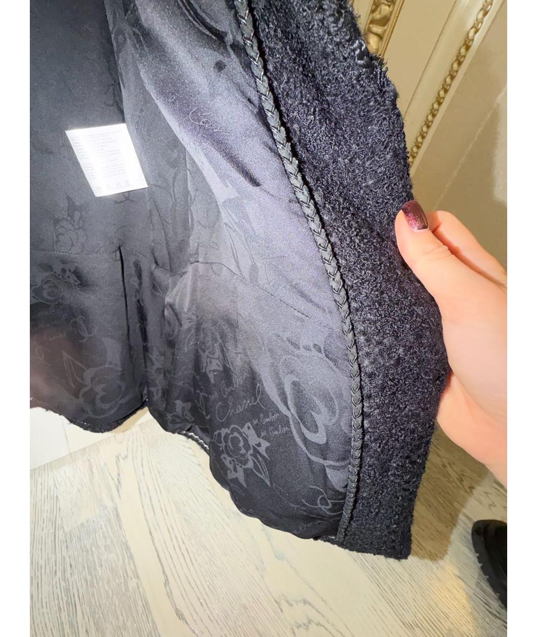 CHANEL Черный твидовый жакет/пиджак, фото 7