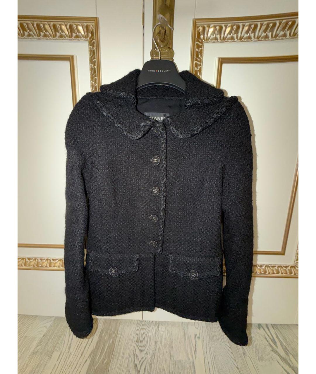 CHANEL Черный твидовый жакет/пиджак, фото 9