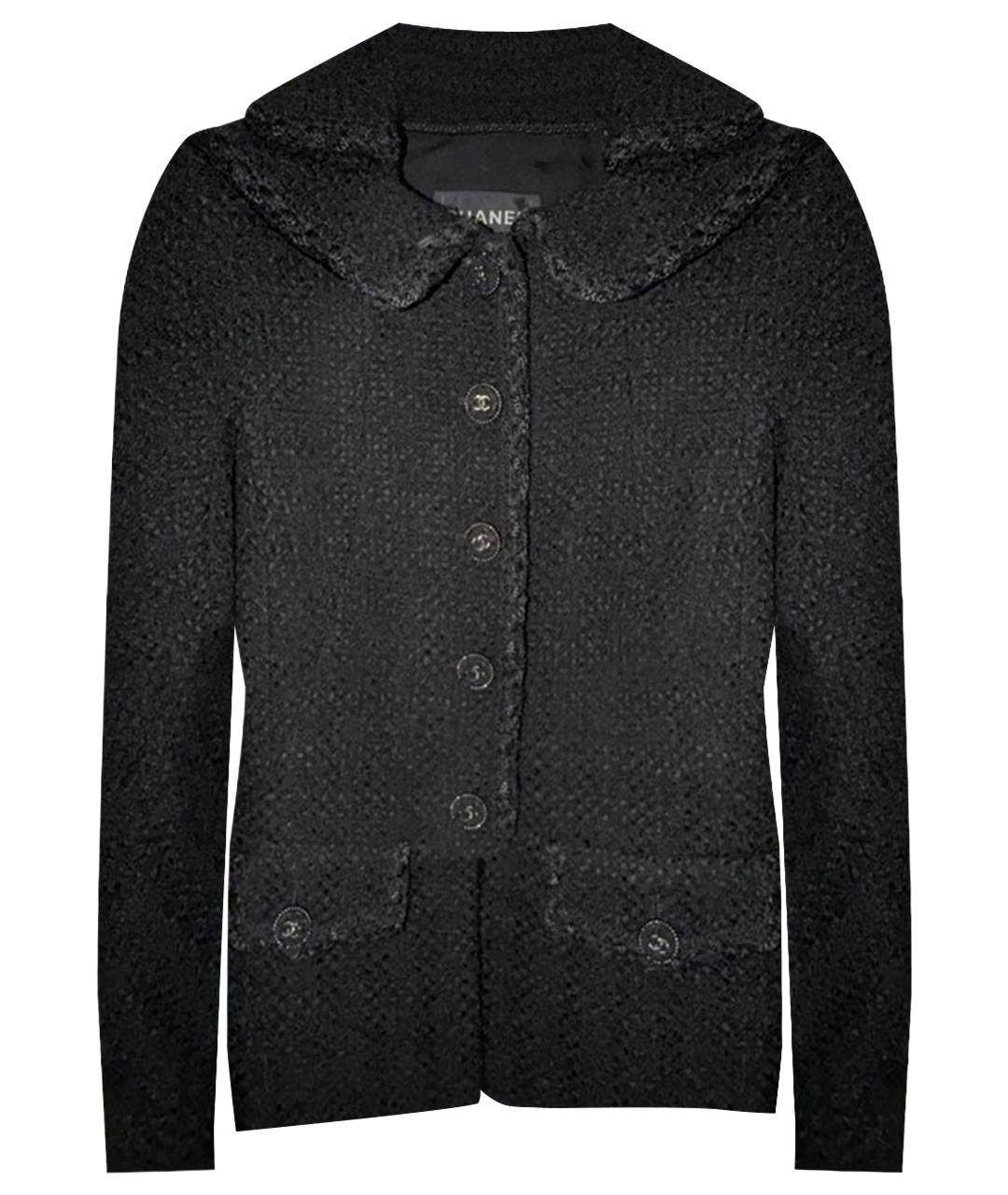 CHANEL Черный твидовый жакет/пиджак, фото 1