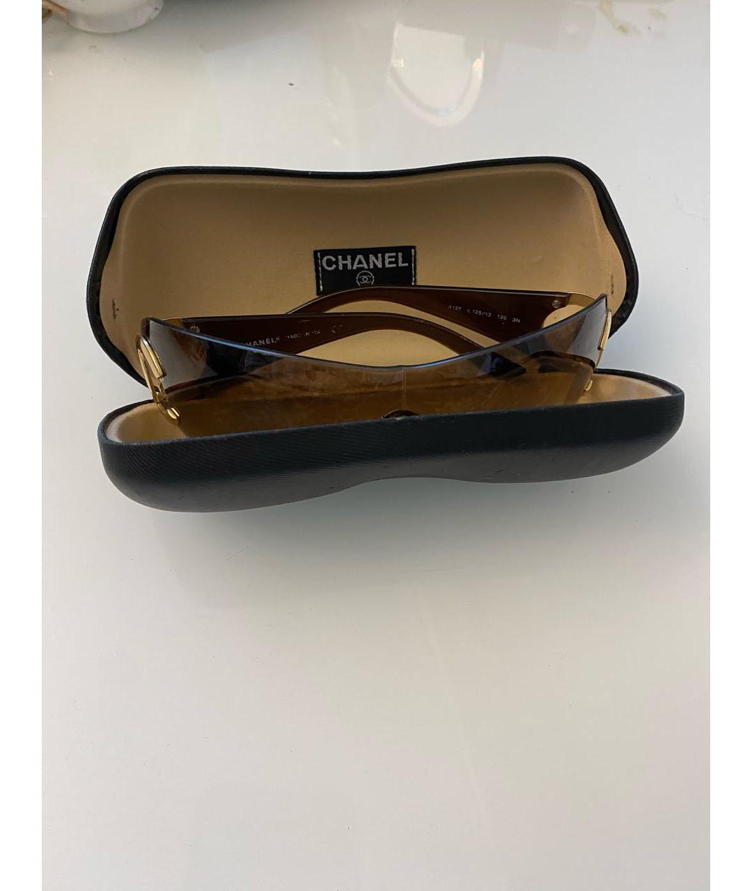 CHANEL Коричневые пластиковые солнцезащитные очки, фото 7