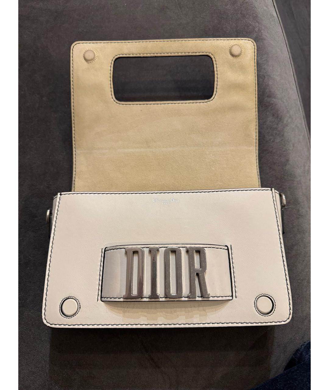 CHRISTIAN DIOR Белая кожаная сумка через плечо, фото 2