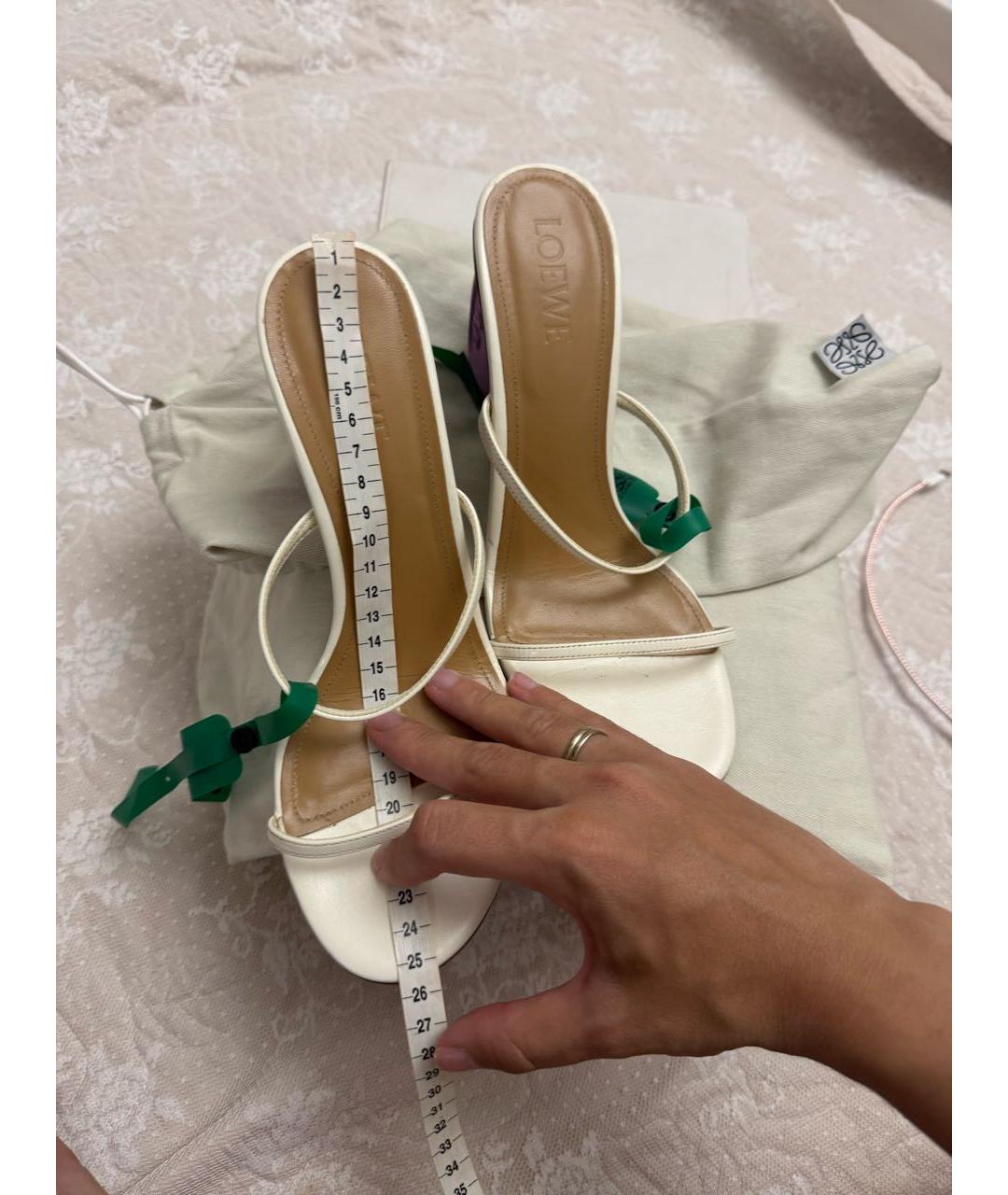 LOEWE Белые кожаные босоножки, фото 7