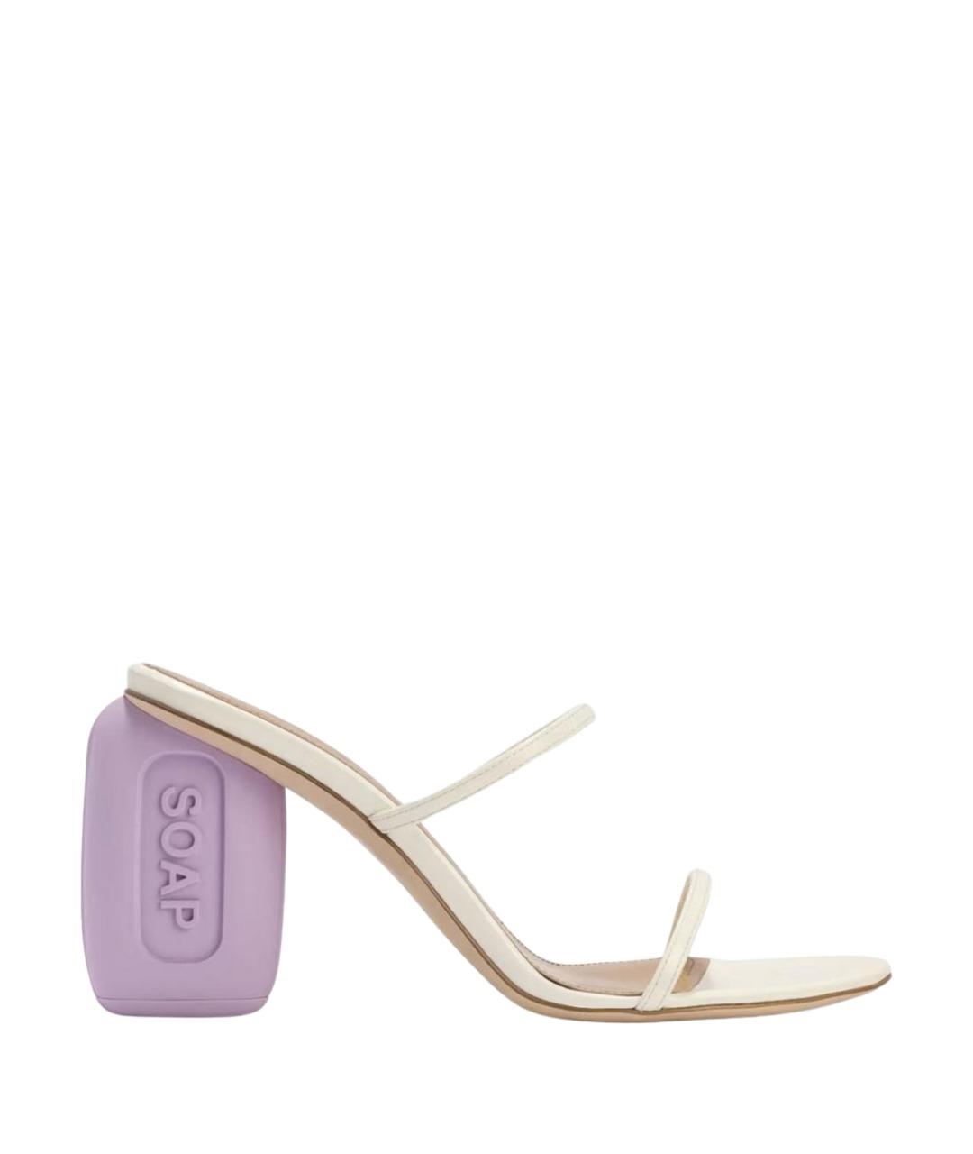 LOEWE Белые кожаные босоножки, фото 1