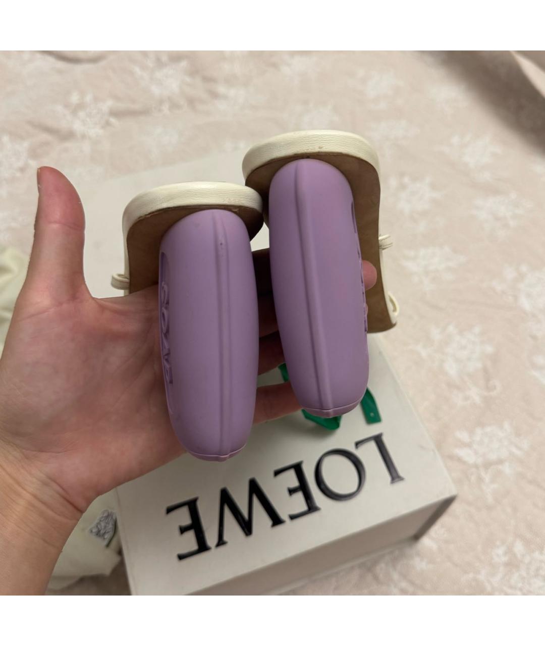 LOEWE Белые кожаные босоножки, фото 4