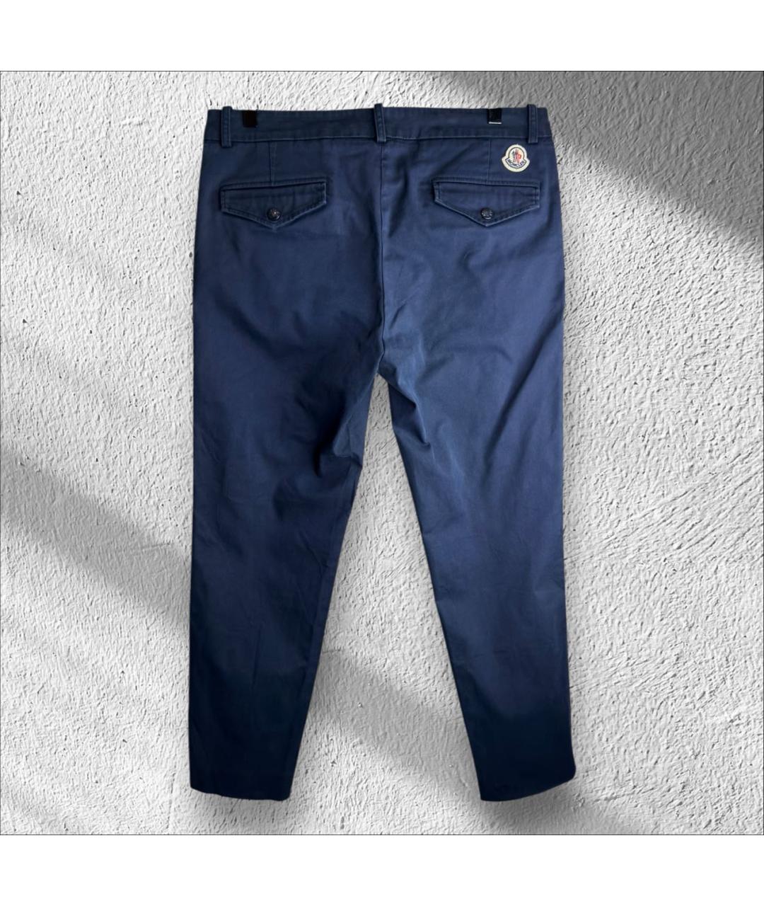 MONCLER Синие хлопковые брюки чинос, фото 4
