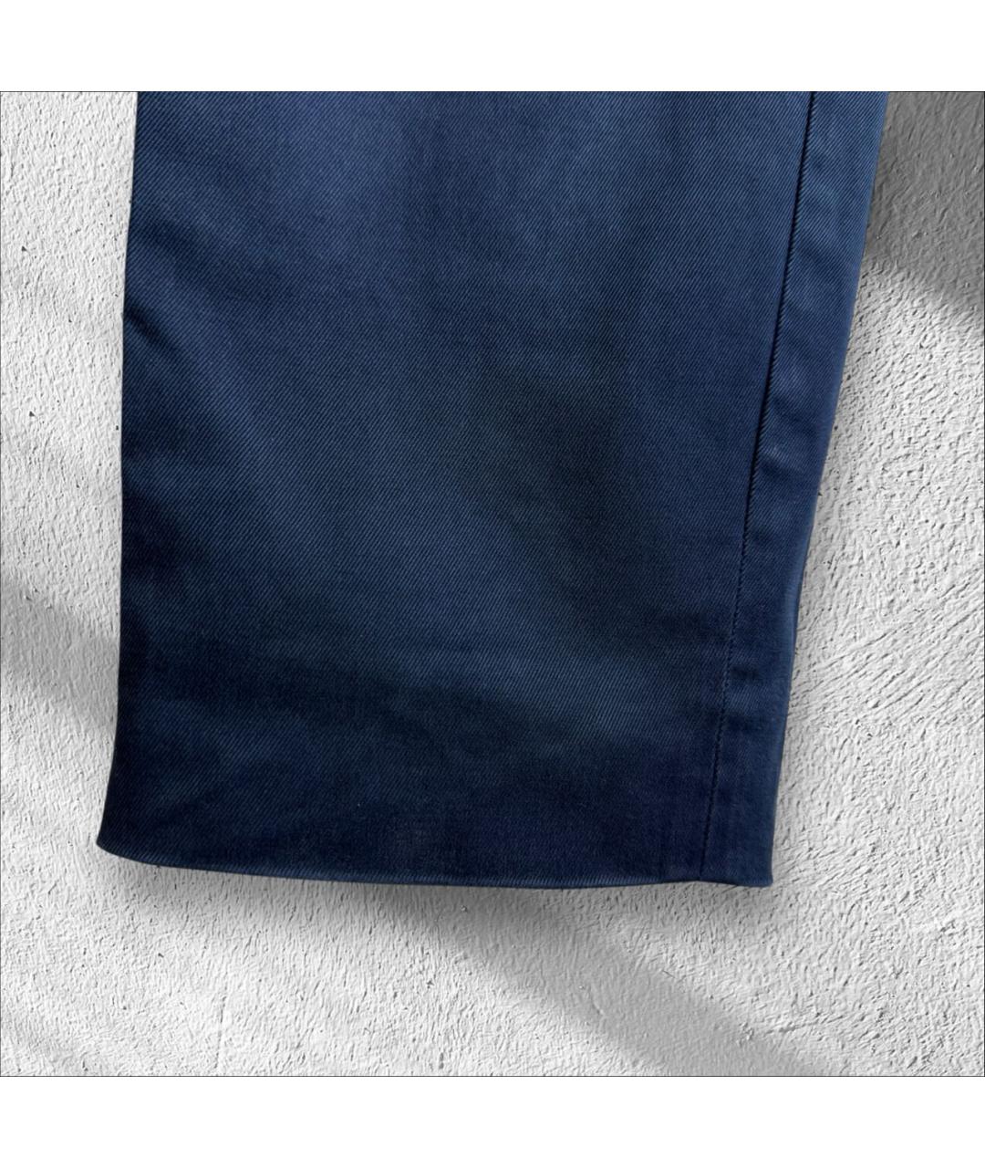 MONCLER Синие хлопковые брюки чинос, фото 3