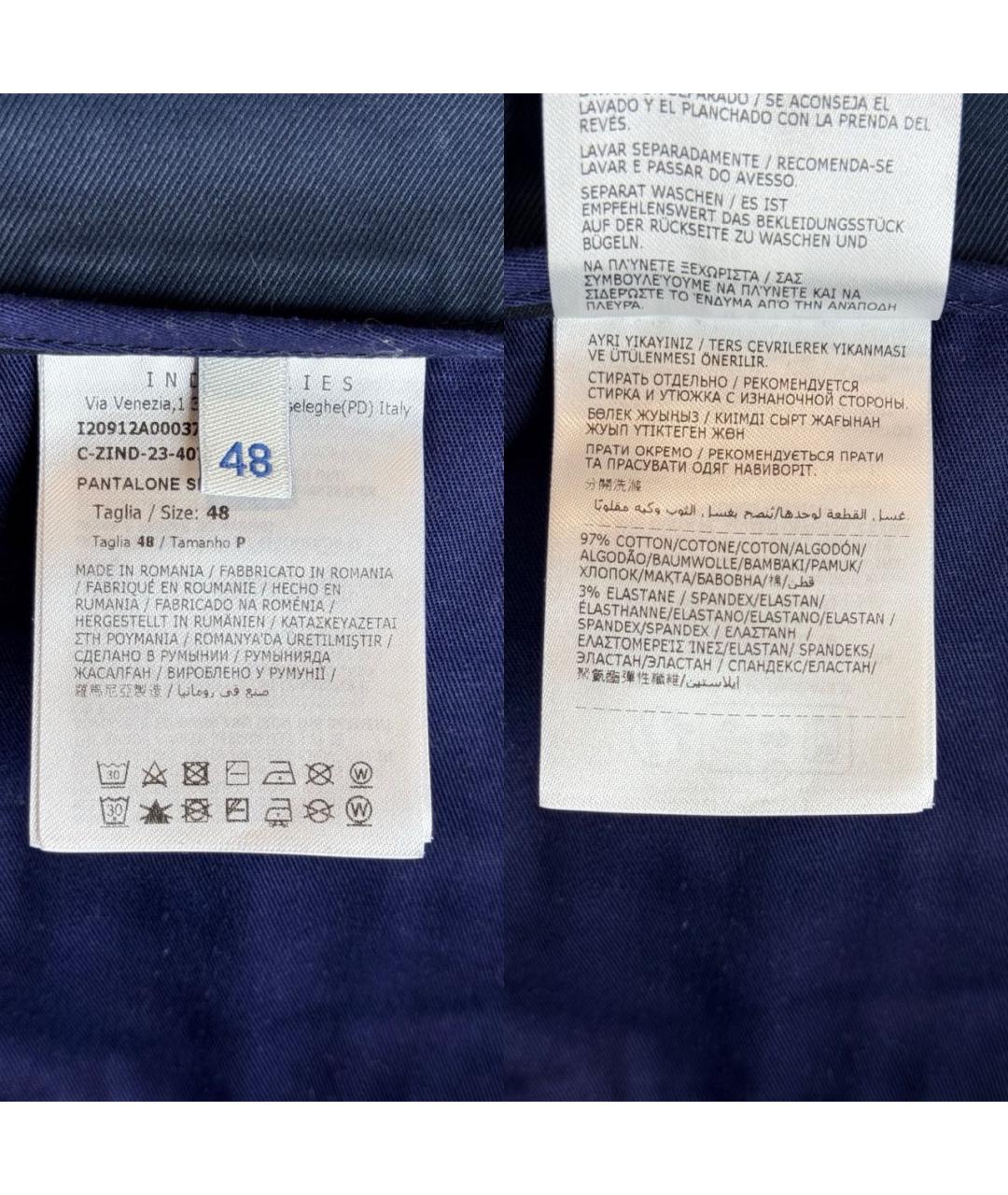 MONCLER Синие хлопковые брюки чинос, фото 8