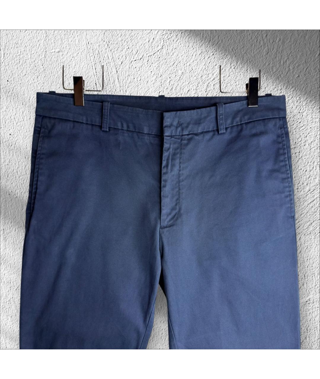 MONCLER Синие хлопковые брюки чинос, фото 2
