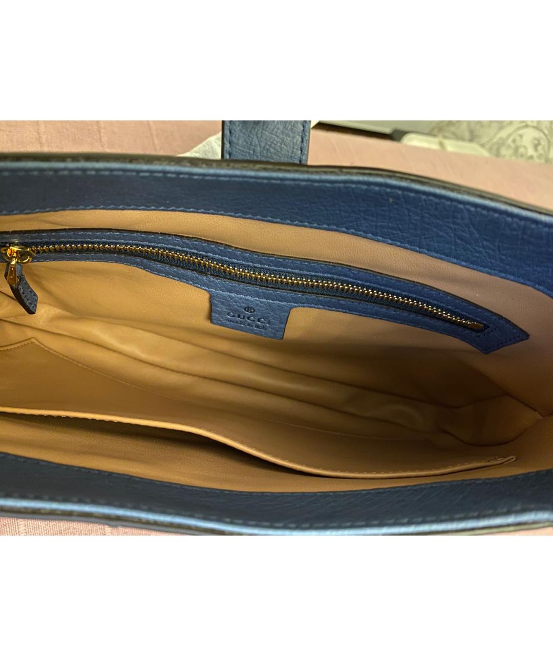 GUCCI Синяя сумка через плечо из экзотической кожи, фото 4