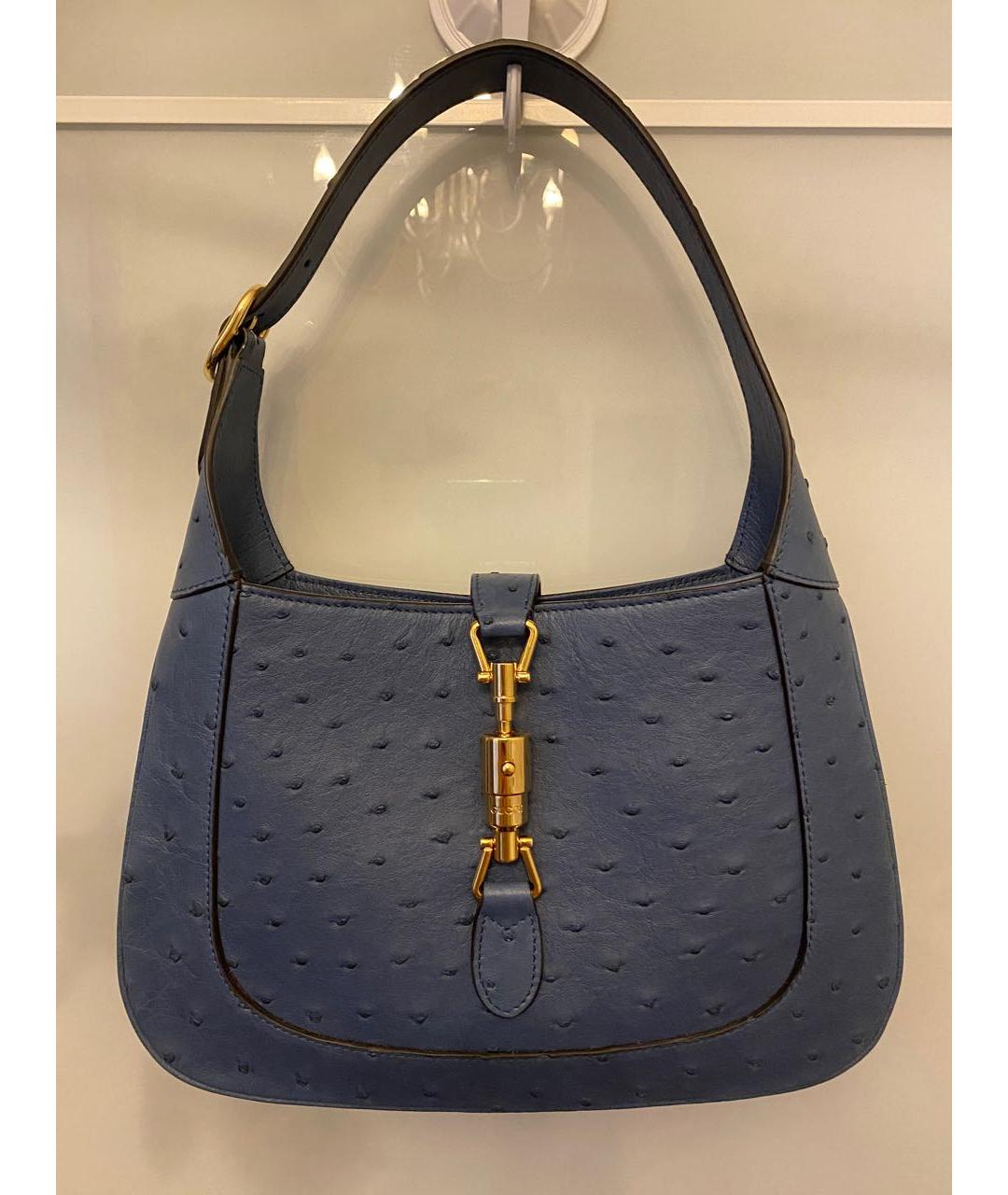 GUCCI Синяя сумка через плечо из экзотической кожи, фото 6